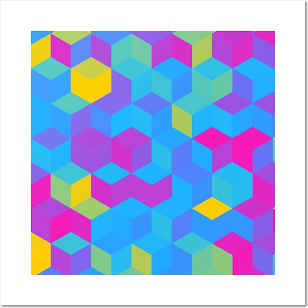 Pan Pride Multicolored Cubes Pattern Wall Art by VernenInk